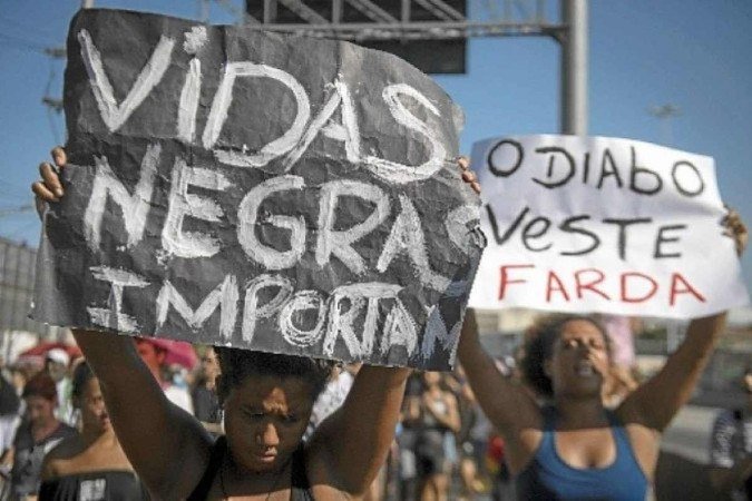 Protesto contra violência policial. Vidas Negras Importam - (crédito: Mauro Pimentel/AFP)