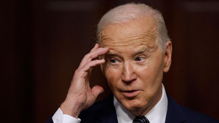 3.abr.2024 - O presidente dos EUA, Joe Biden, durante pronunciamento