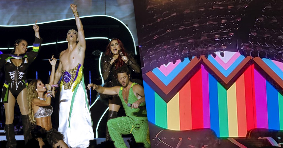 Christian Chávez faz discurso emocionado sobre sexualidade durante a 'Soy Rebelde Tour' — Foto: Victor Chapetta/AgNews; Luana Balmas/gshow