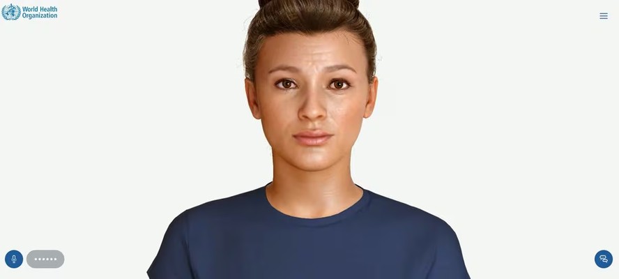 Sarah, o avatar de inteligência artificial lançado pela Organização Mundial da Saúde